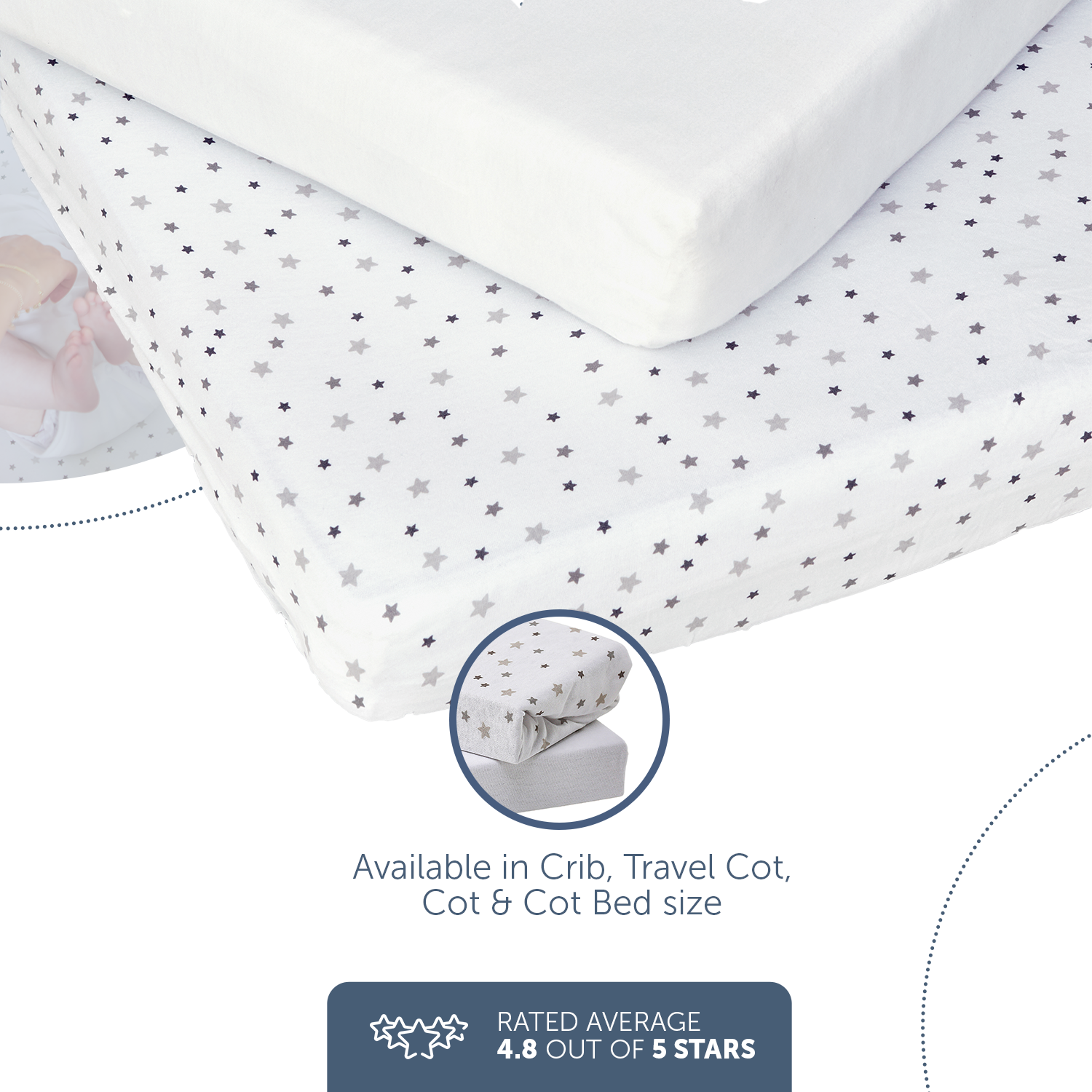 Next to Me Crib Sheets - 45 x 90cm - 2 Pack