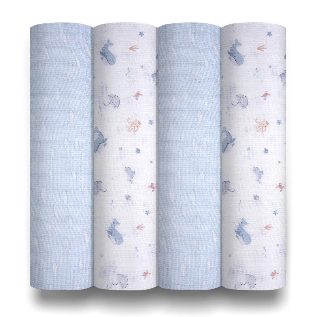 Muslin Swaddles - Under the Sea - 80 x 80cm - 4 Pack