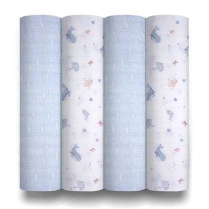 Muslin Swaddles - Under the Sea - 80 x 80cm - 4 Pack