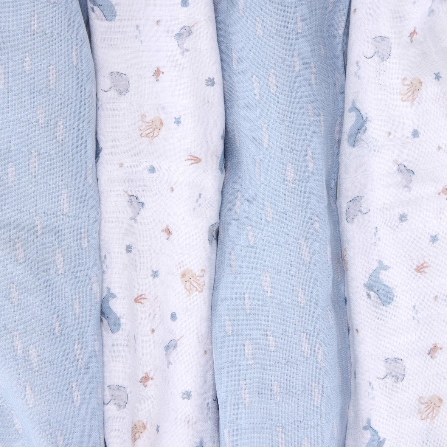 Muslin Swaddles - Under the Sea - 80 x 80cm - 4 Pack