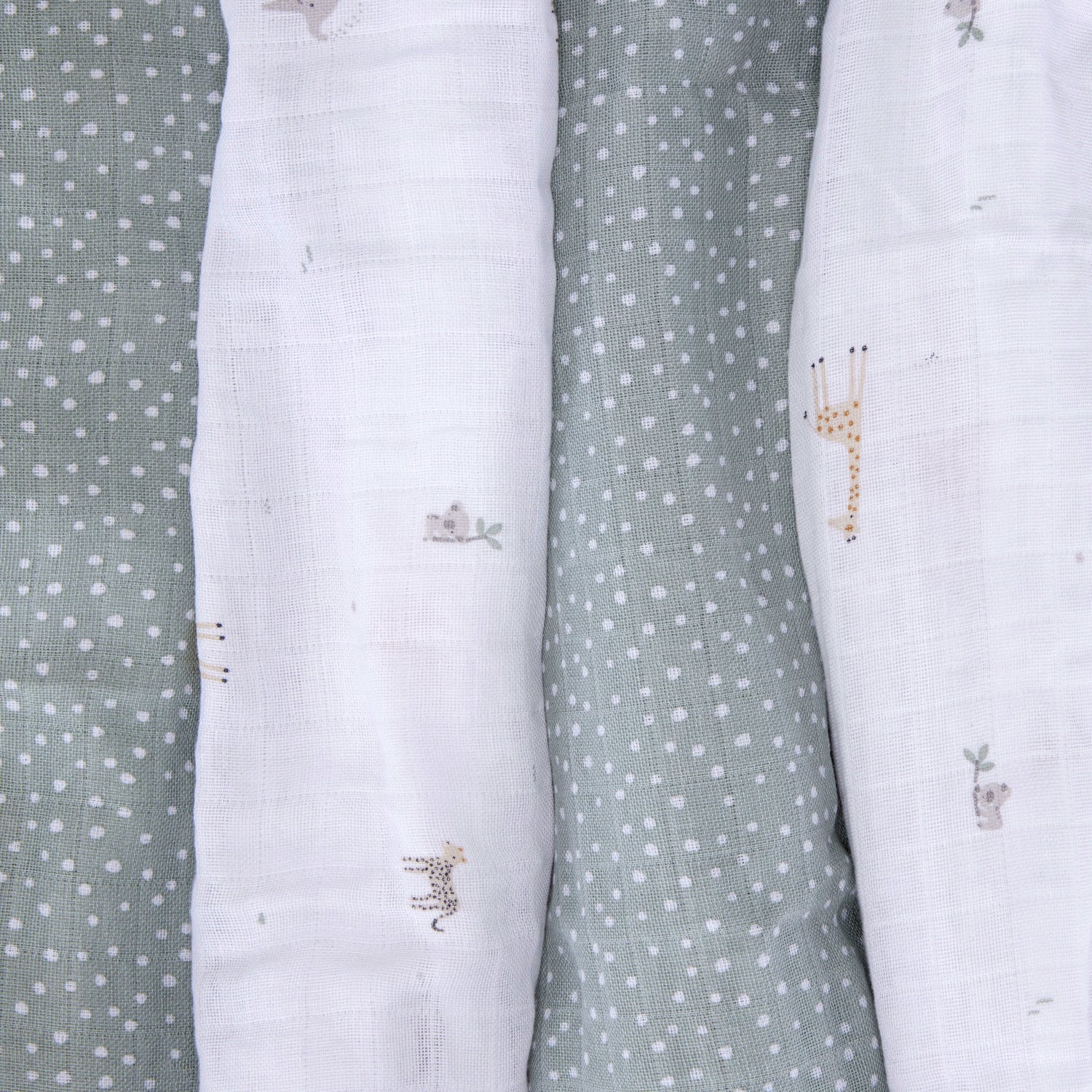 Muslin Swaddles - Safari - 80 x 80cm - 4 Pack