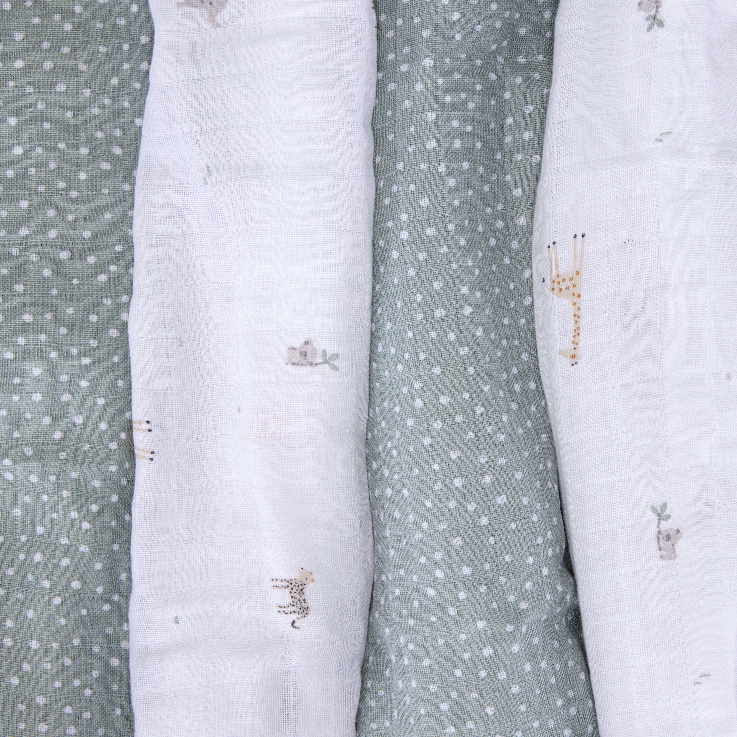 Muslin Swaddles - Safari - 80 x 80cm - 4 Pack