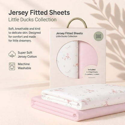 Moses Basket Sheets - 33 x 69cm - 2 Pack
