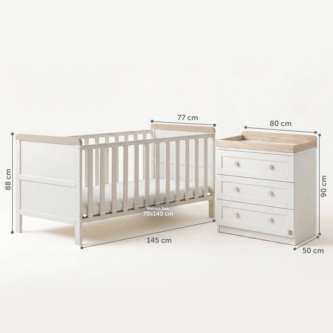 Haddington Cot Bed with Changing Unit &amp; Chest of Drawers Bundle