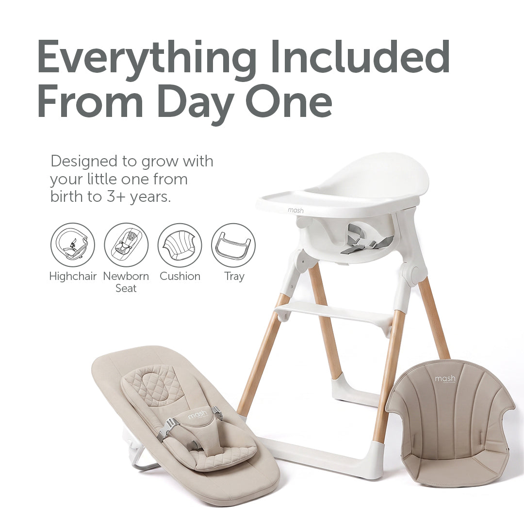 Mash High Chair Bundle - White