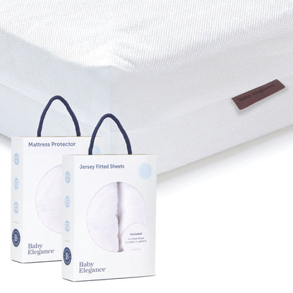 Cot Bed Mattress (Eco), Sheets &amp; Mattress Protector Bundle