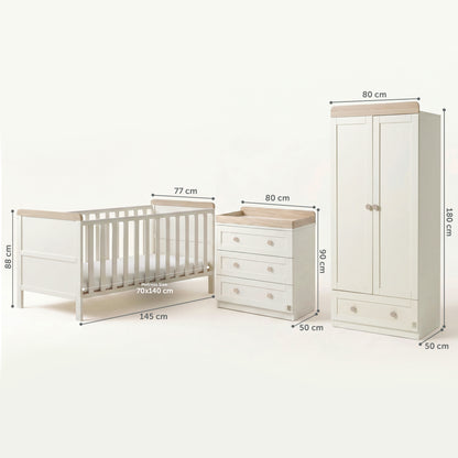 Haddington Cot Bed with Changing Unit, Chest of Drawers &amp; Wardrobe Bundle
