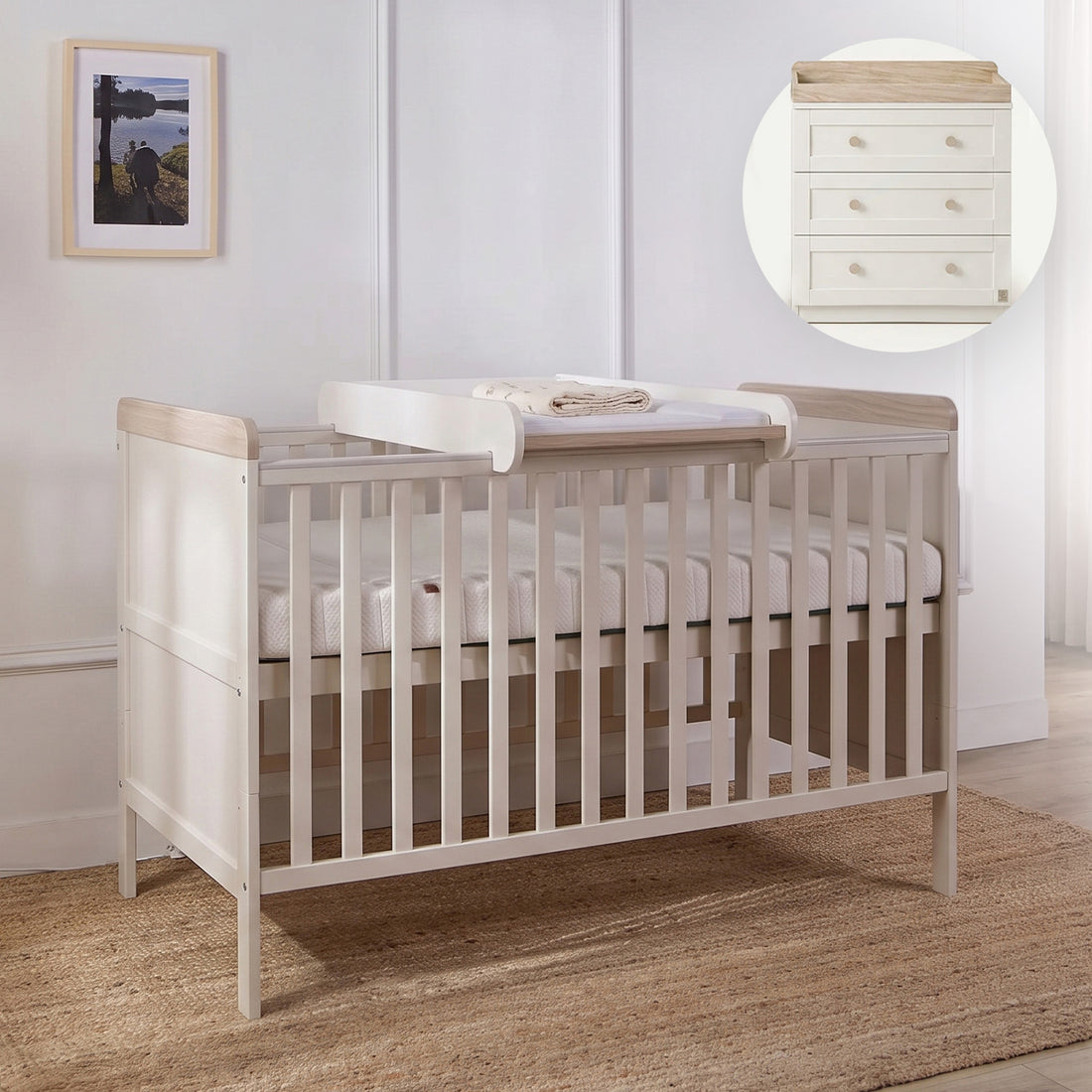 Haddington Cot Bed with Changing Unit &amp; Chest of Drawers Bundle