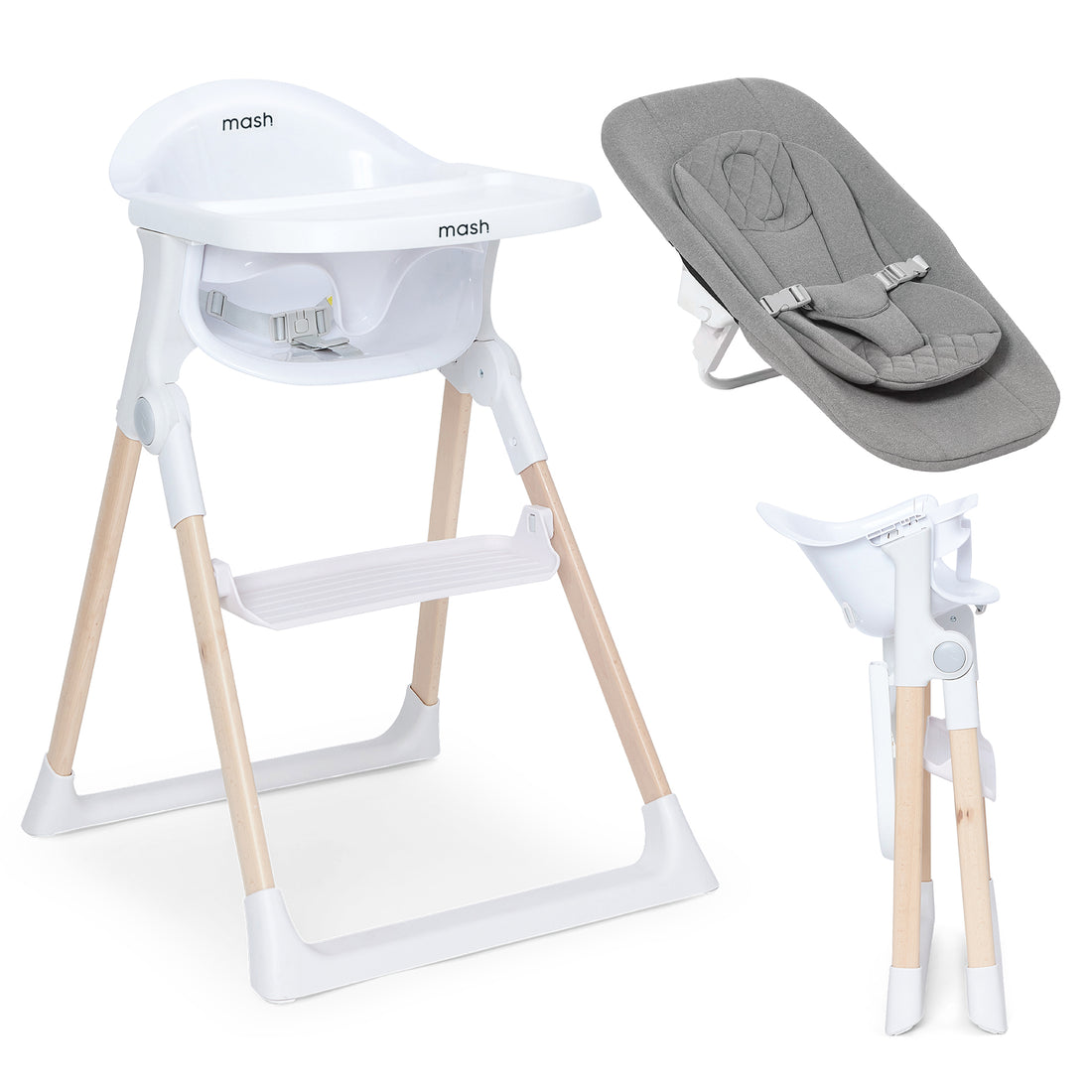 Mash High Chair &amp; Newborn Seat - White