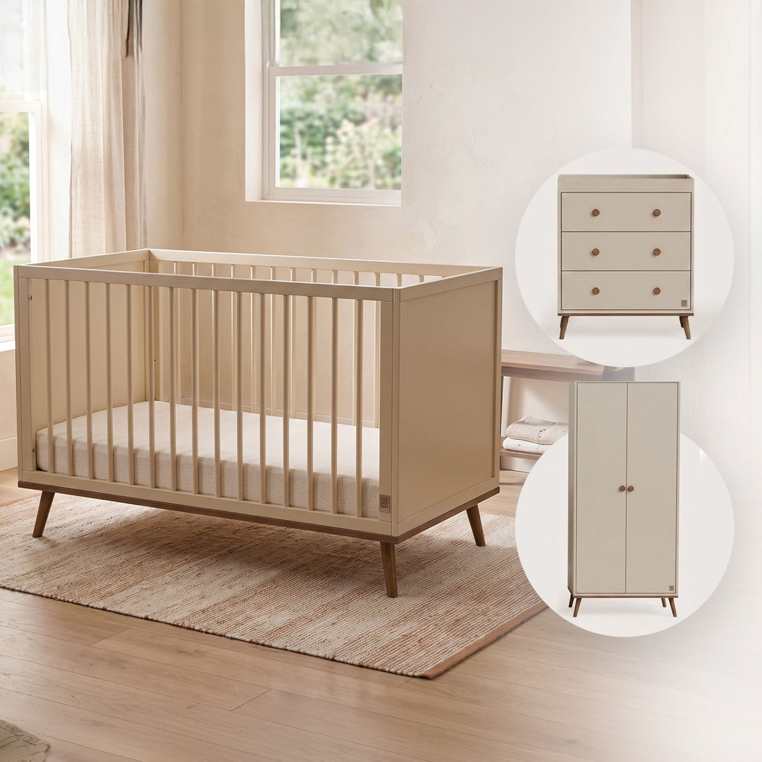 Ollie Cot, Chest of Drawers &amp; Wardrobe Bundle