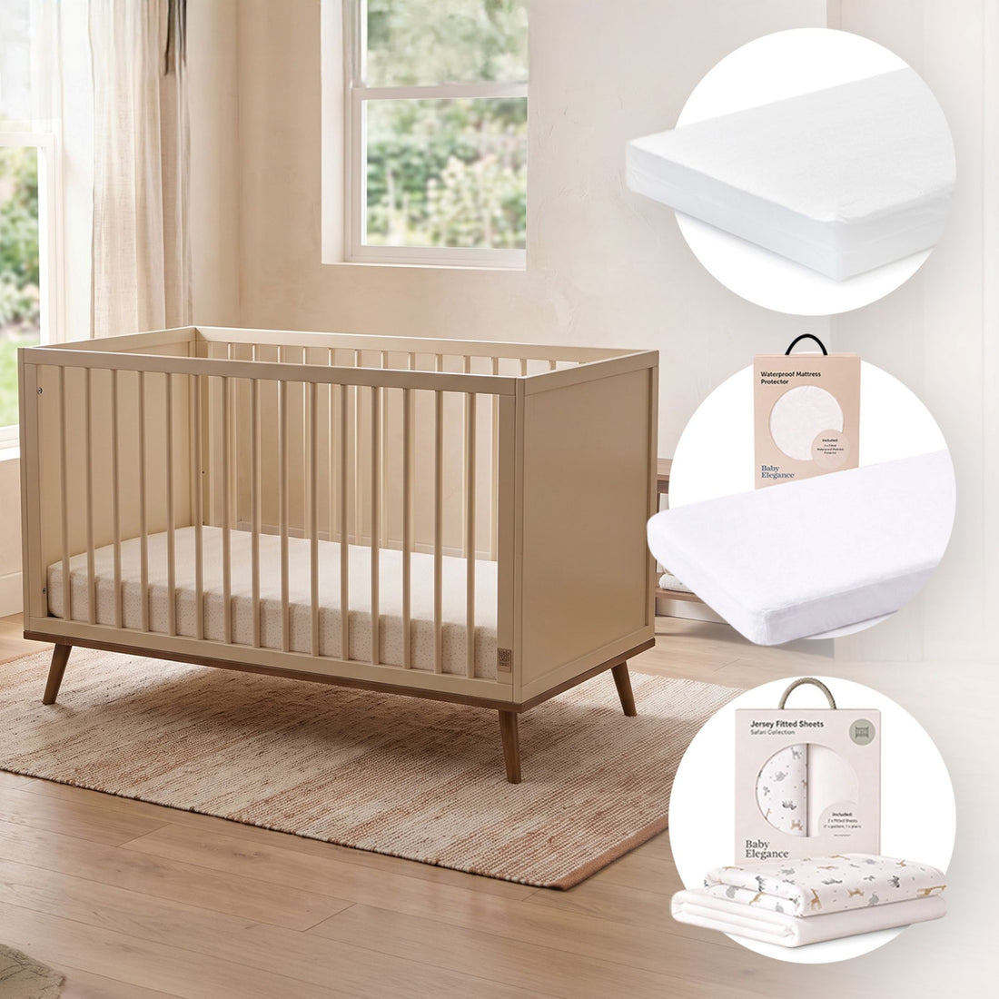 Ollie Cot, Mattress, Sheets &amp; Mattress Protector Bundle