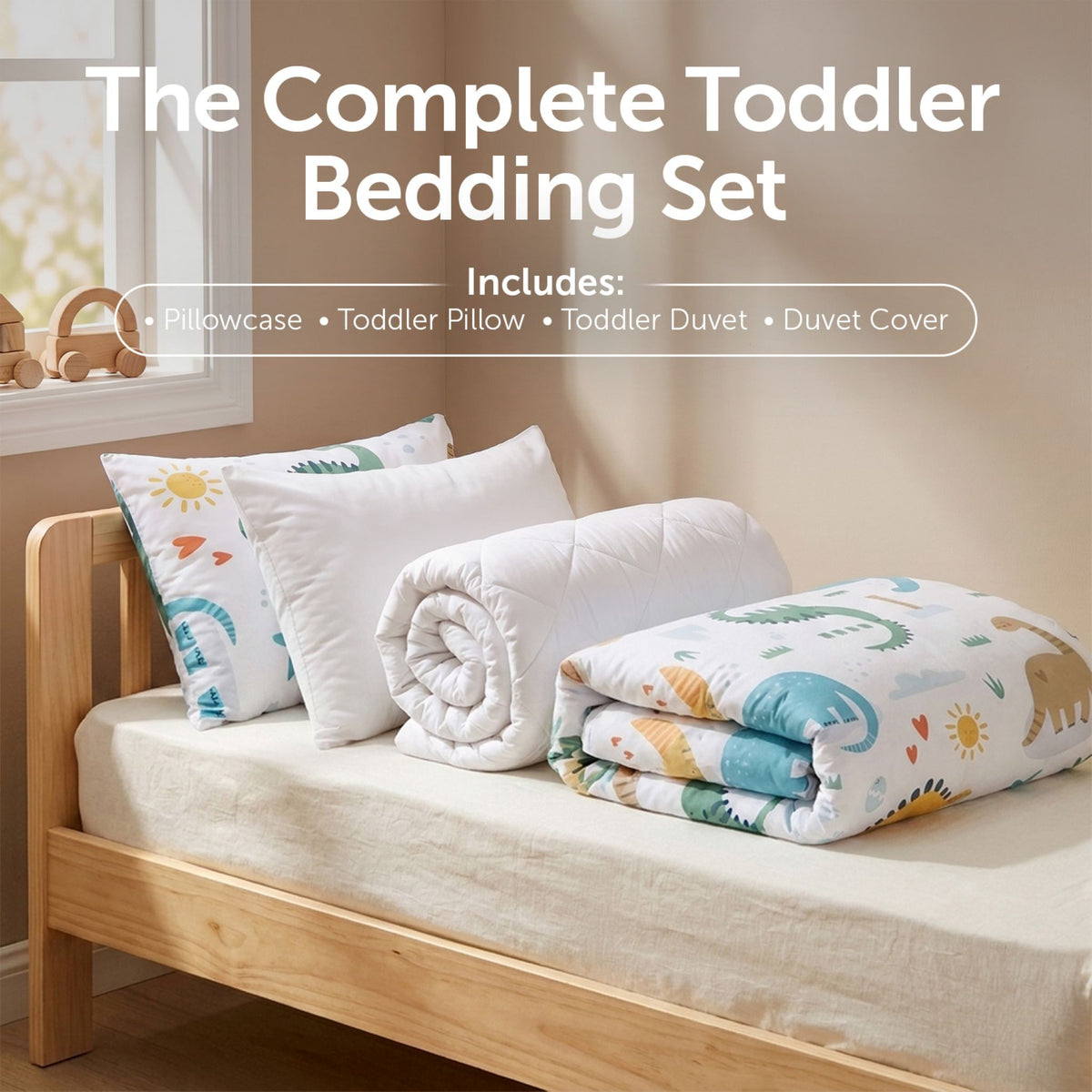 Toddler Duvet and Pillow Bedding Set - Dinosaurs