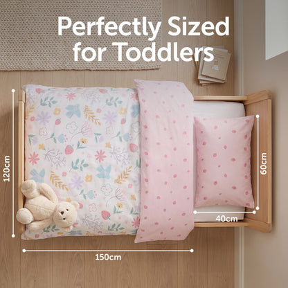 Toddler Duvet and Pillow Bedding Set - Flowers