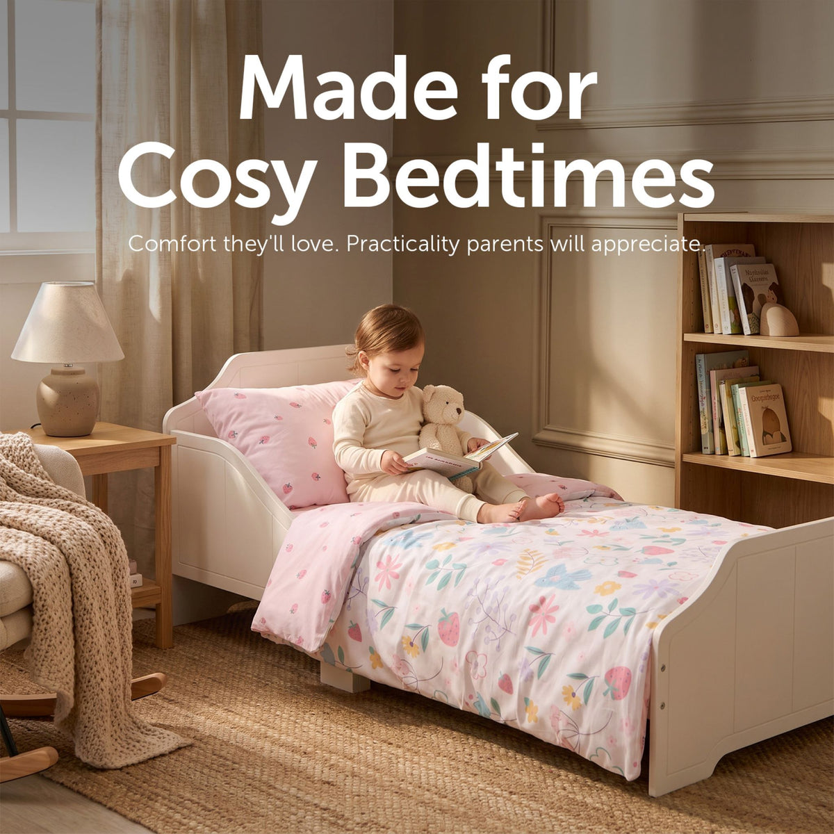 Toddler Duvet and Pillow Bedding Set - Flowers