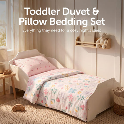 Toddler Duvet and Pillow Bedding Set - Flowers