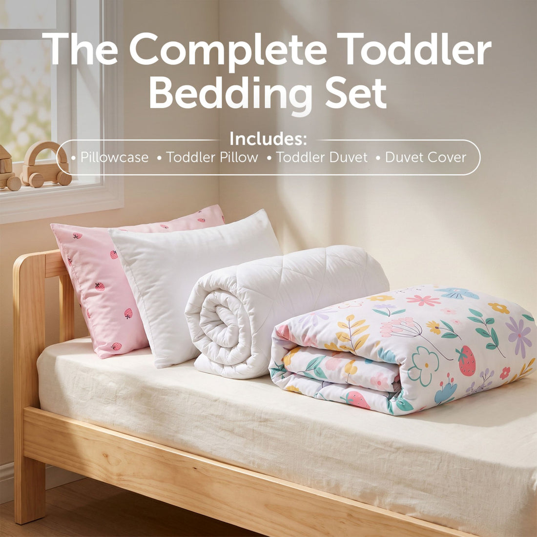 Toddler Duvet and Pillow Bedding Set - Flowers