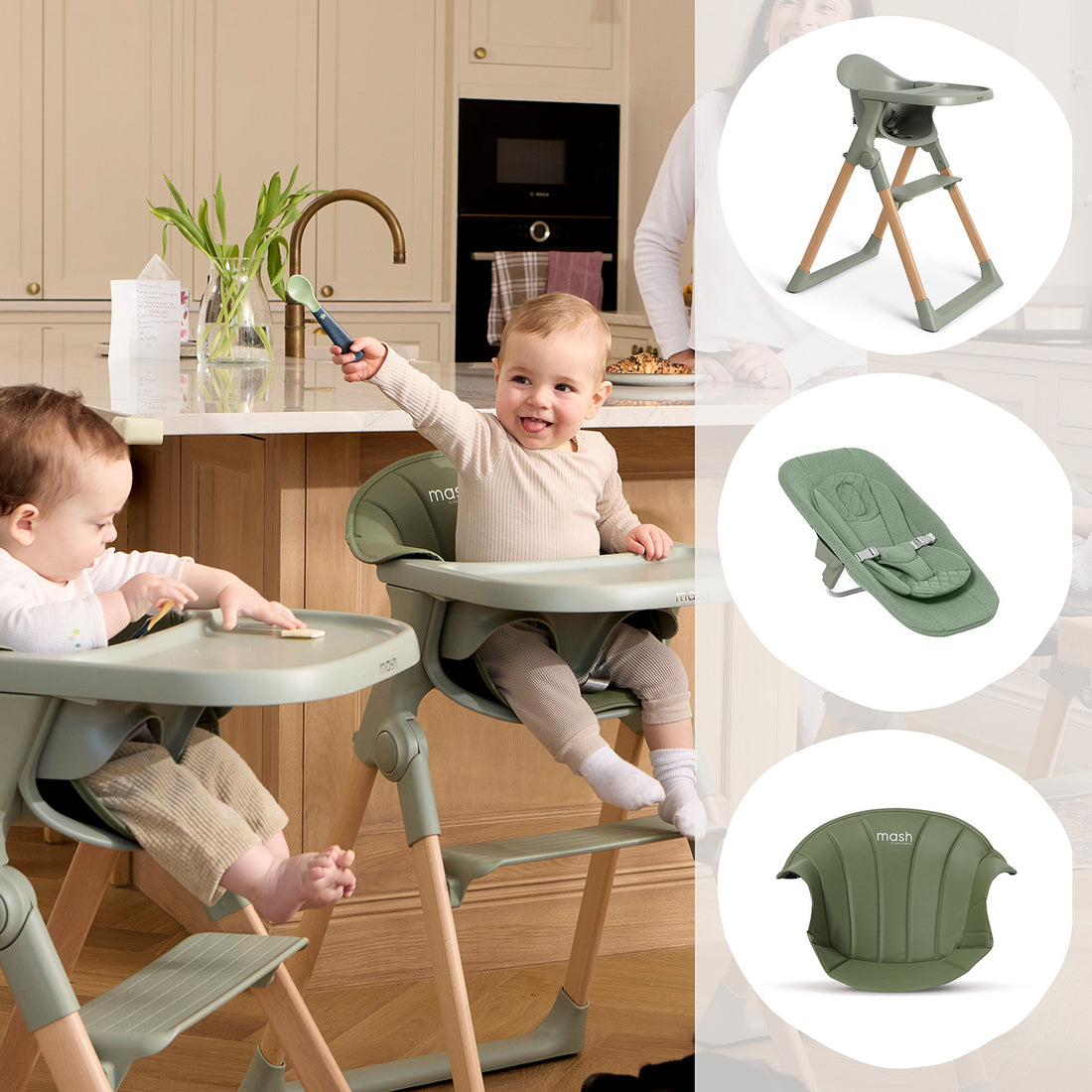 Mash High Chair Bundle - Sage