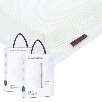 Cot Bed Mattress (Breath Dry Fibre), Sheets &amp; Mattress Protector Bundle